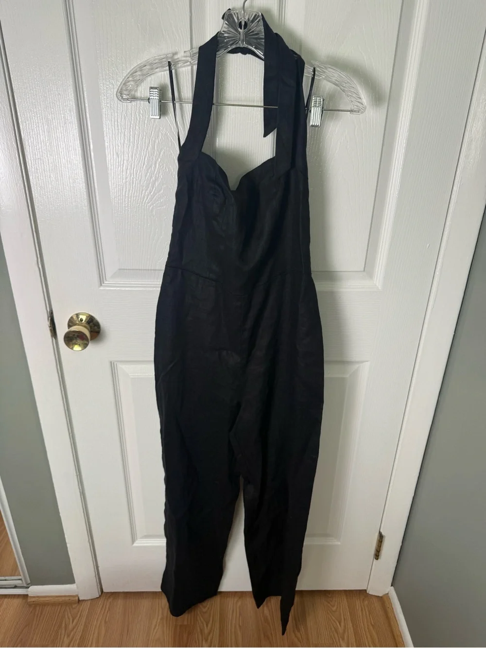 Reformation Malika Linen Jumpsuit in Black 4 FLAW